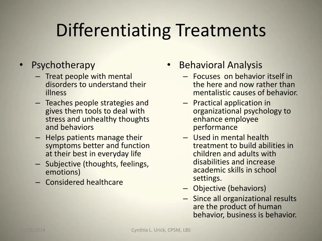 differentiating treatments