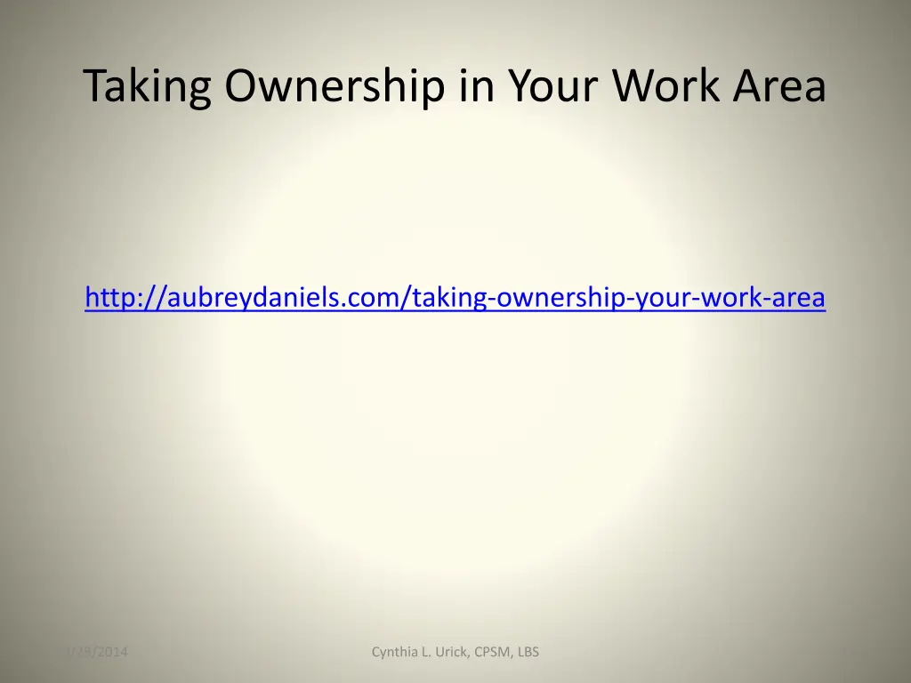 taking ownership in your work area