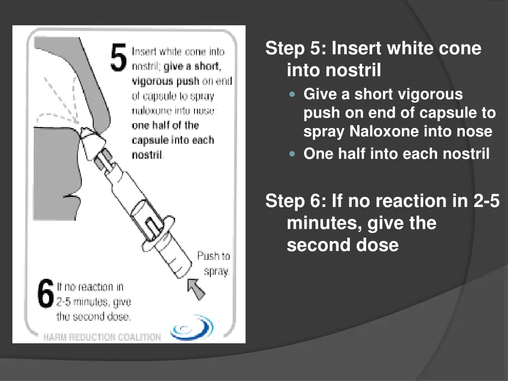 step 5 insert white cone into nostril give