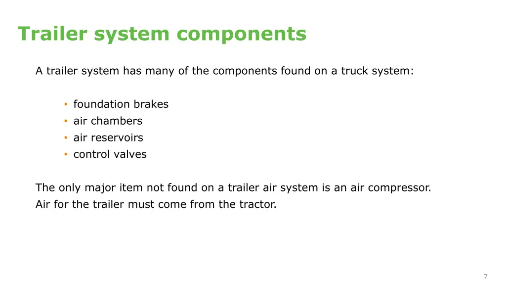 trailer system components