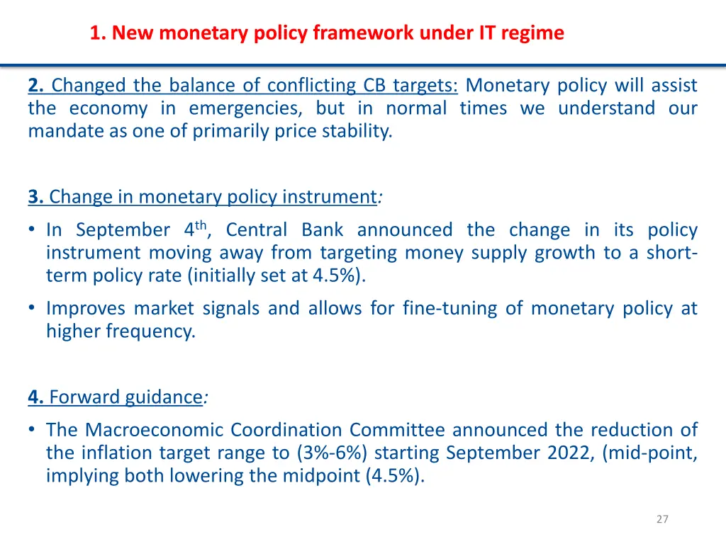 1 new monetary policy framework under it regime 1