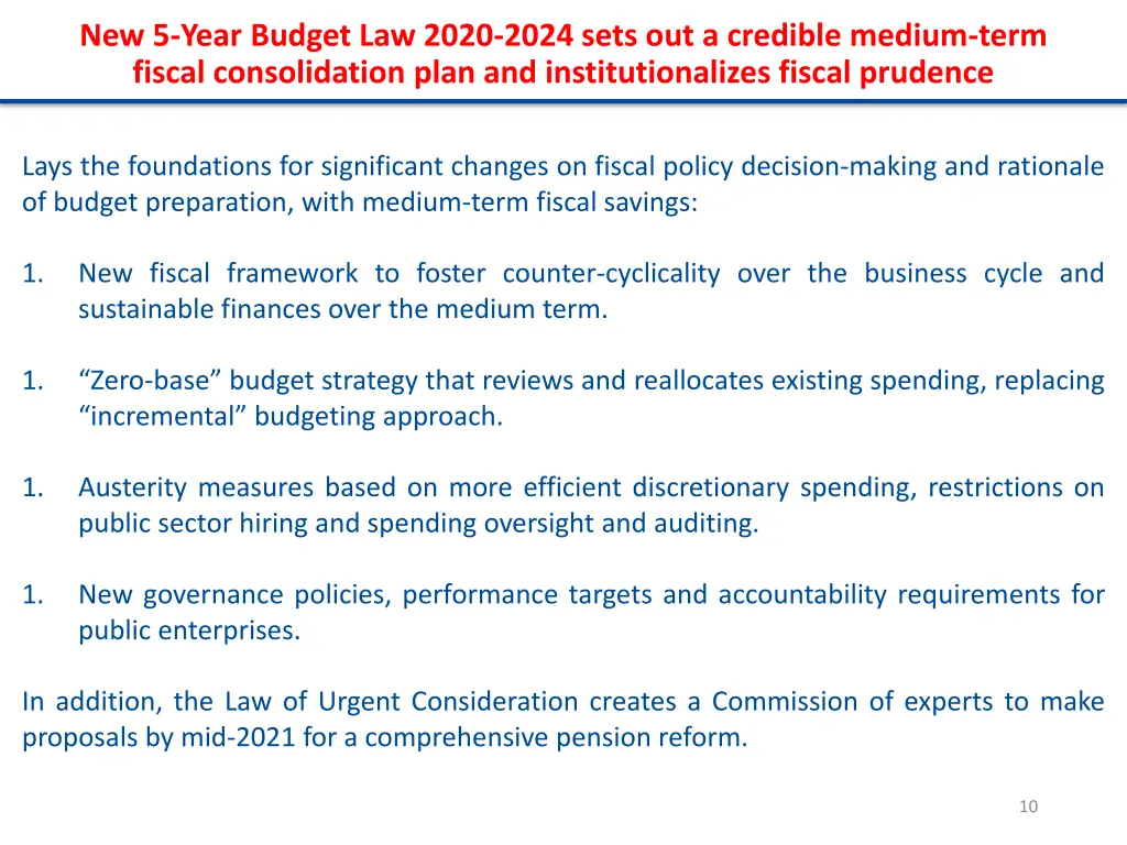 new 5 year budget law 2020 2024 sets