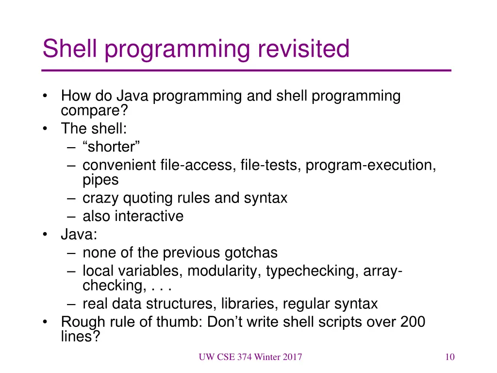 shell programming revisited