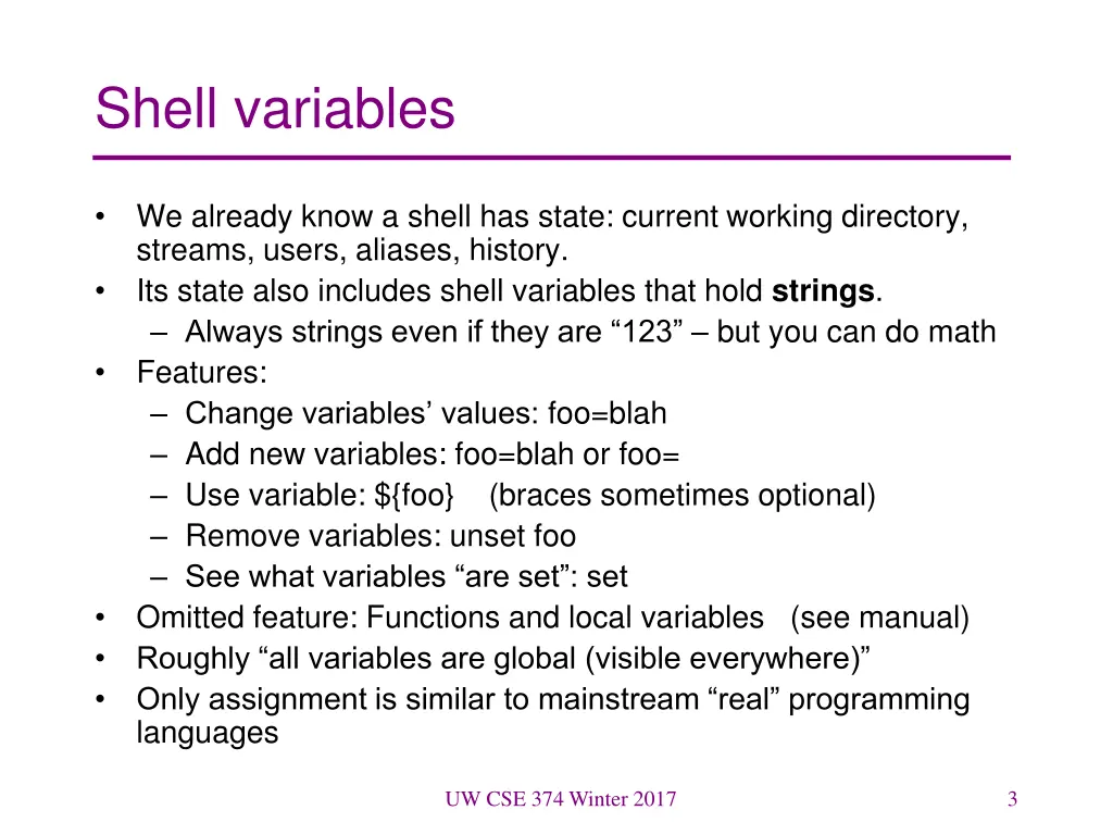 shell variables