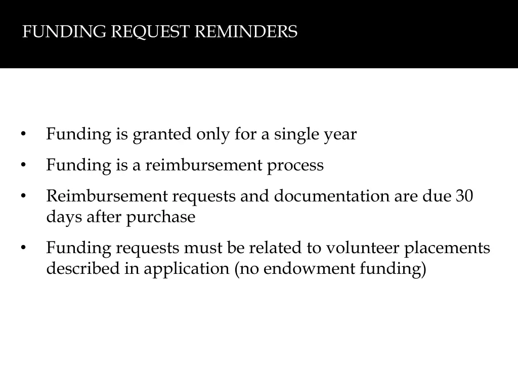 funding request reminders