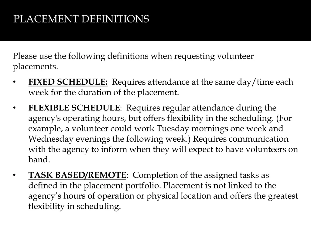 placement definitions