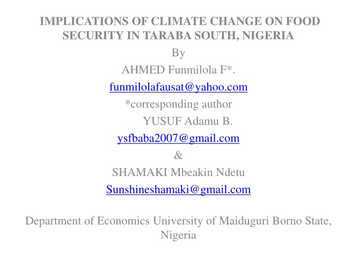 implications of climate change on food security