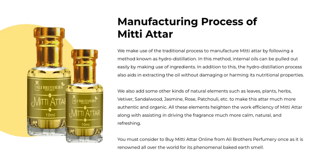 manufacturing process of mitti attar