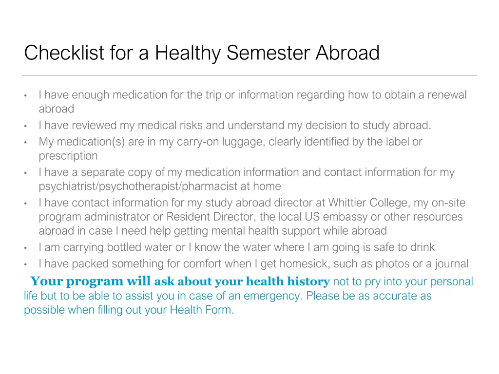 checklist for a healthy semester abroad