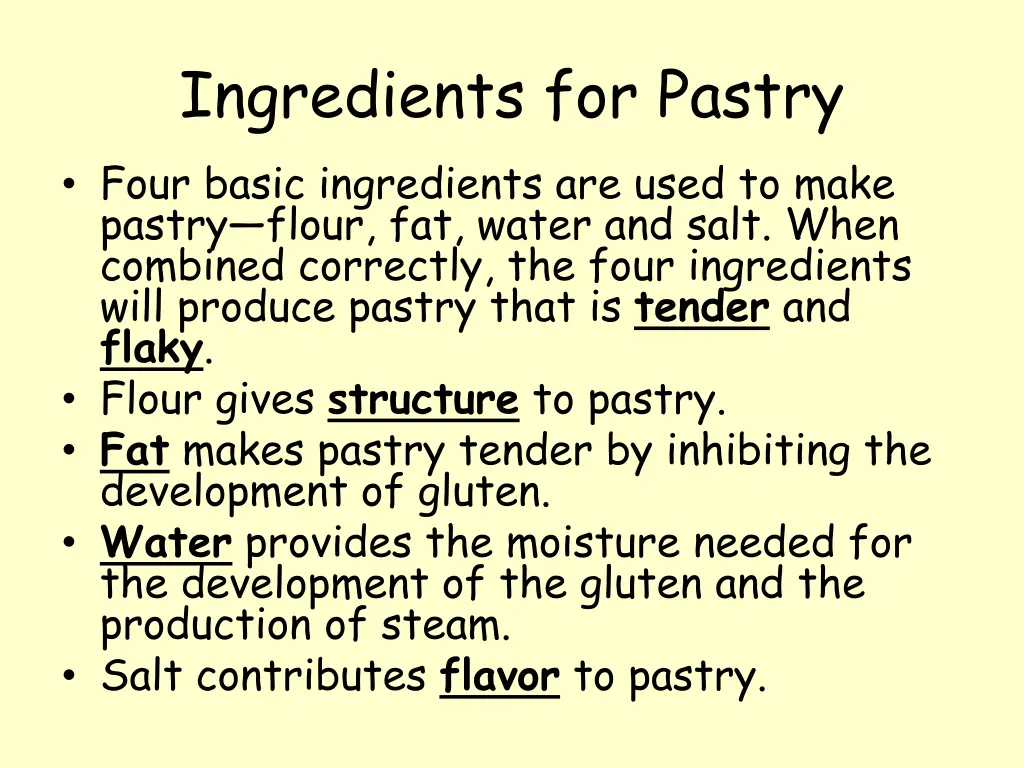 ingredients for pastry four basic ingredients