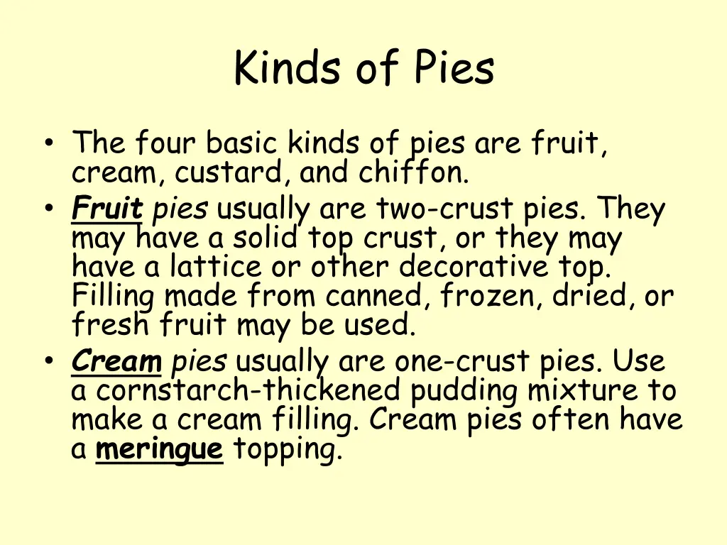 kinds of pies