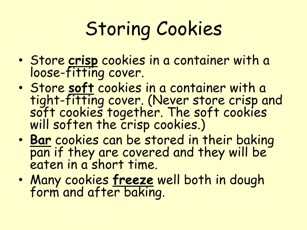 storing cookies