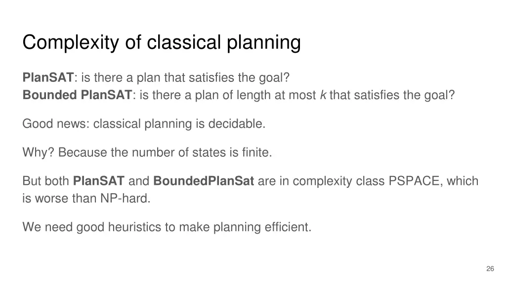 complexity of classical planning