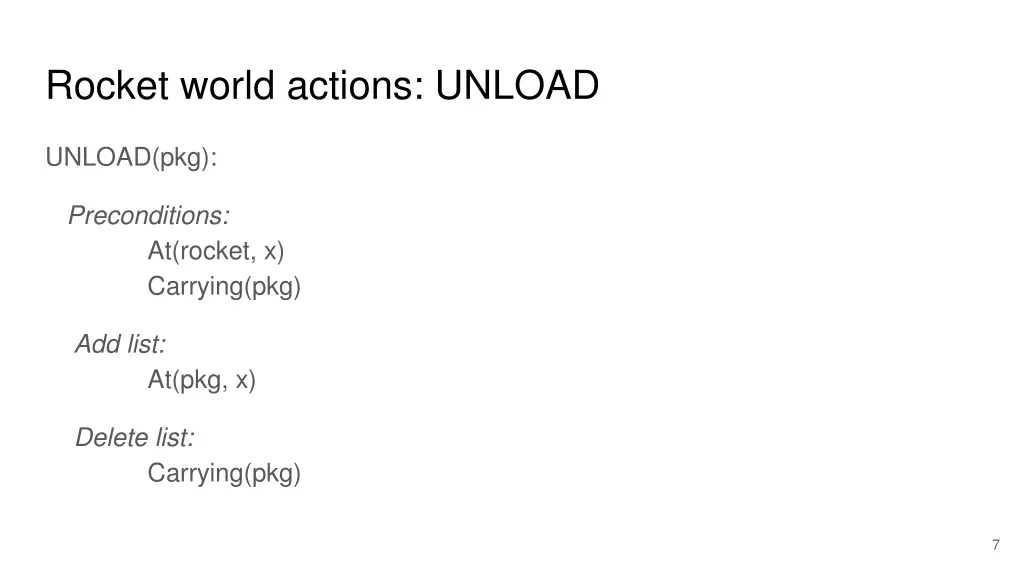 rocket world actions unload