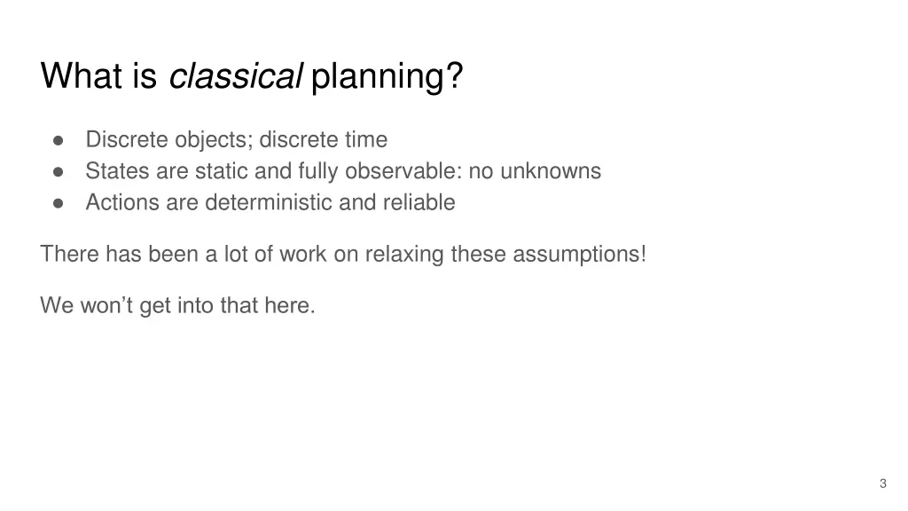 what is classical planning