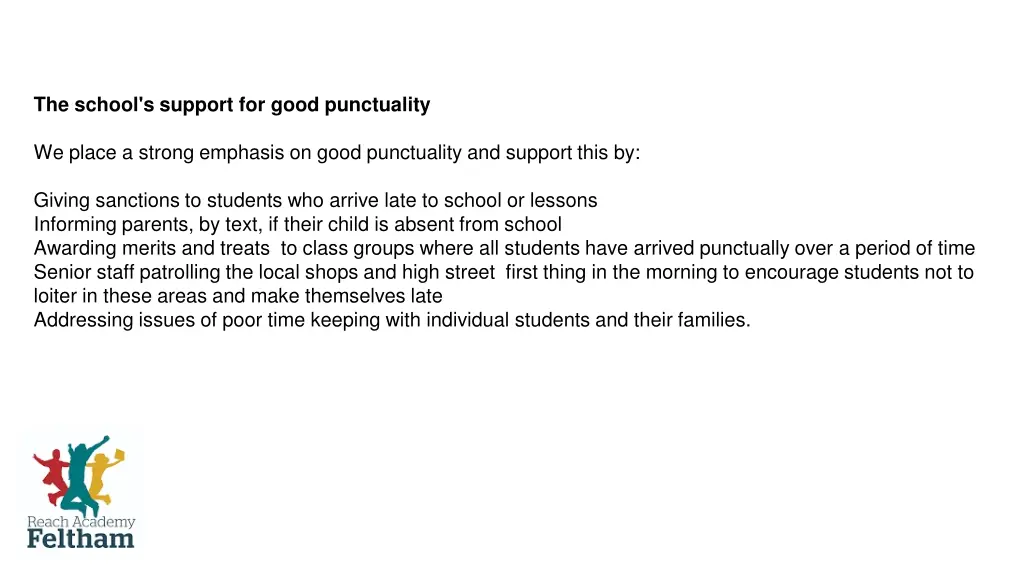 the school s support for good punctuality