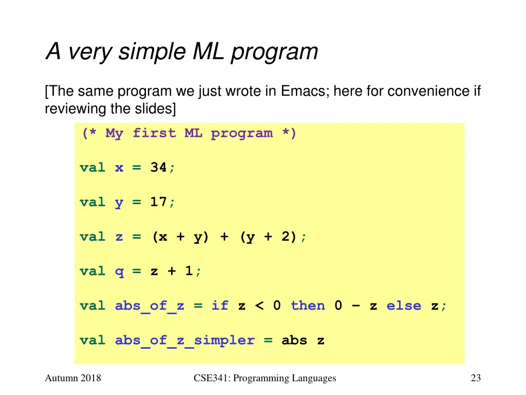 a very simple ml program