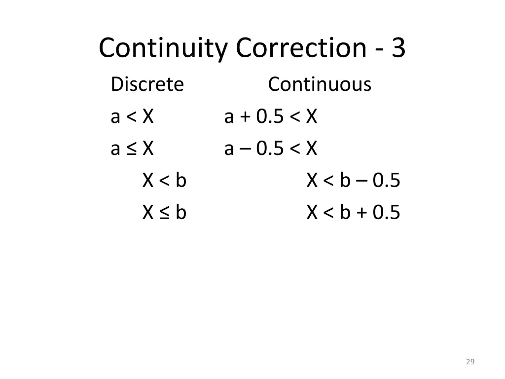 continuity correction 3 discrete