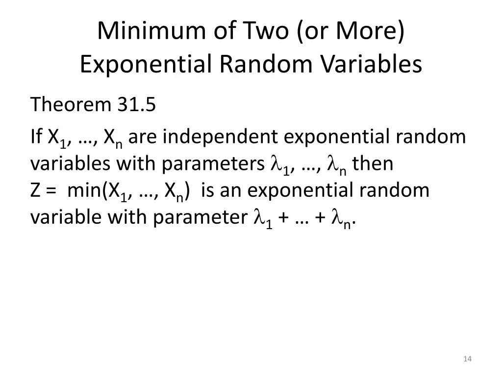 minimum of two or more exponential random