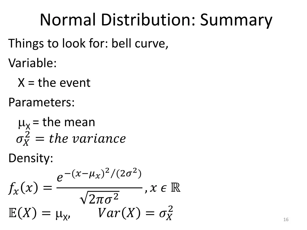 normal distribution summary