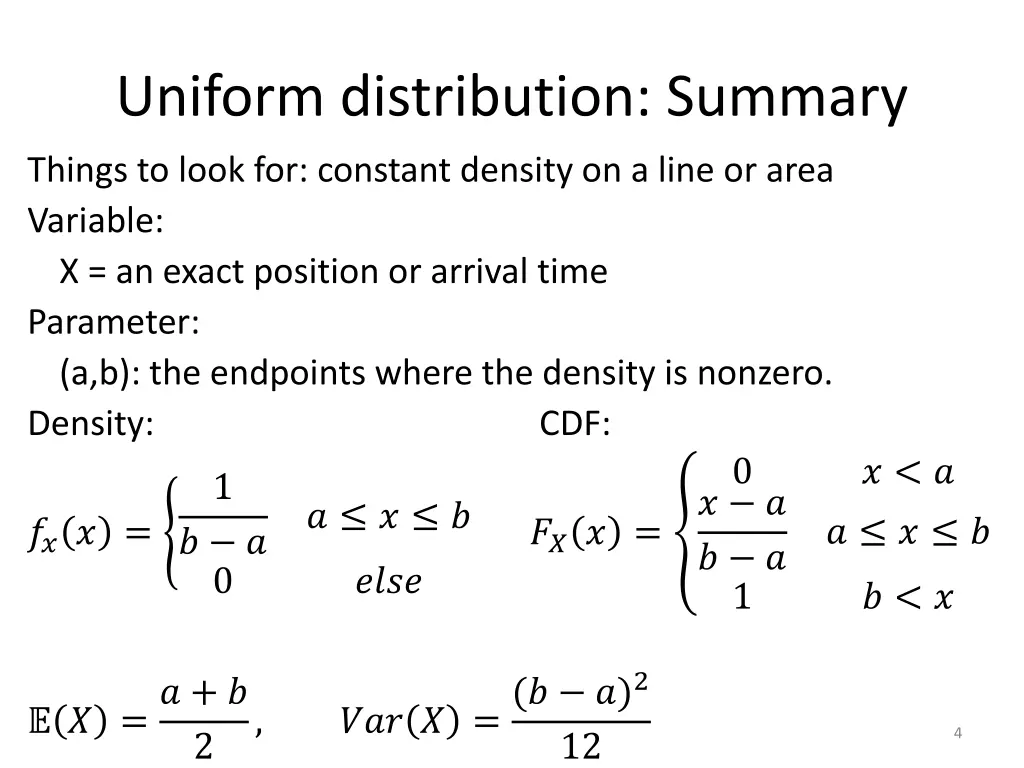 uniform distribution summary