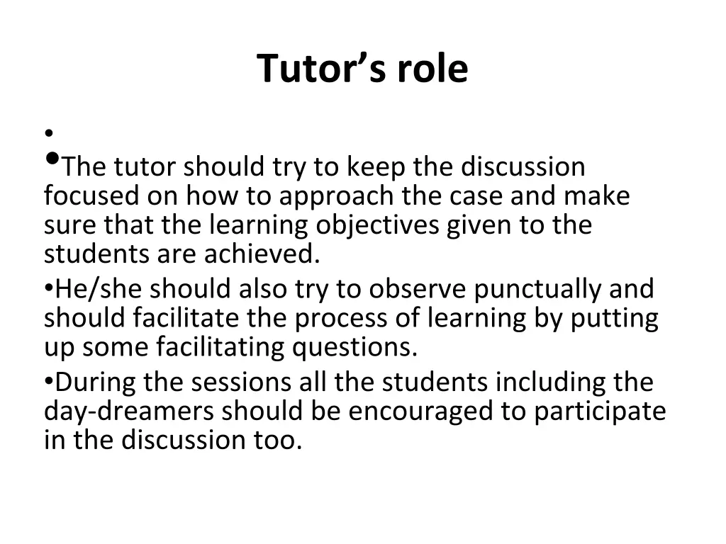 tutor s role