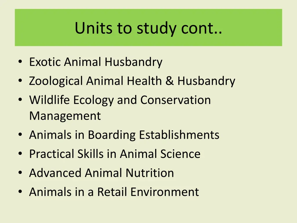 units to study cont