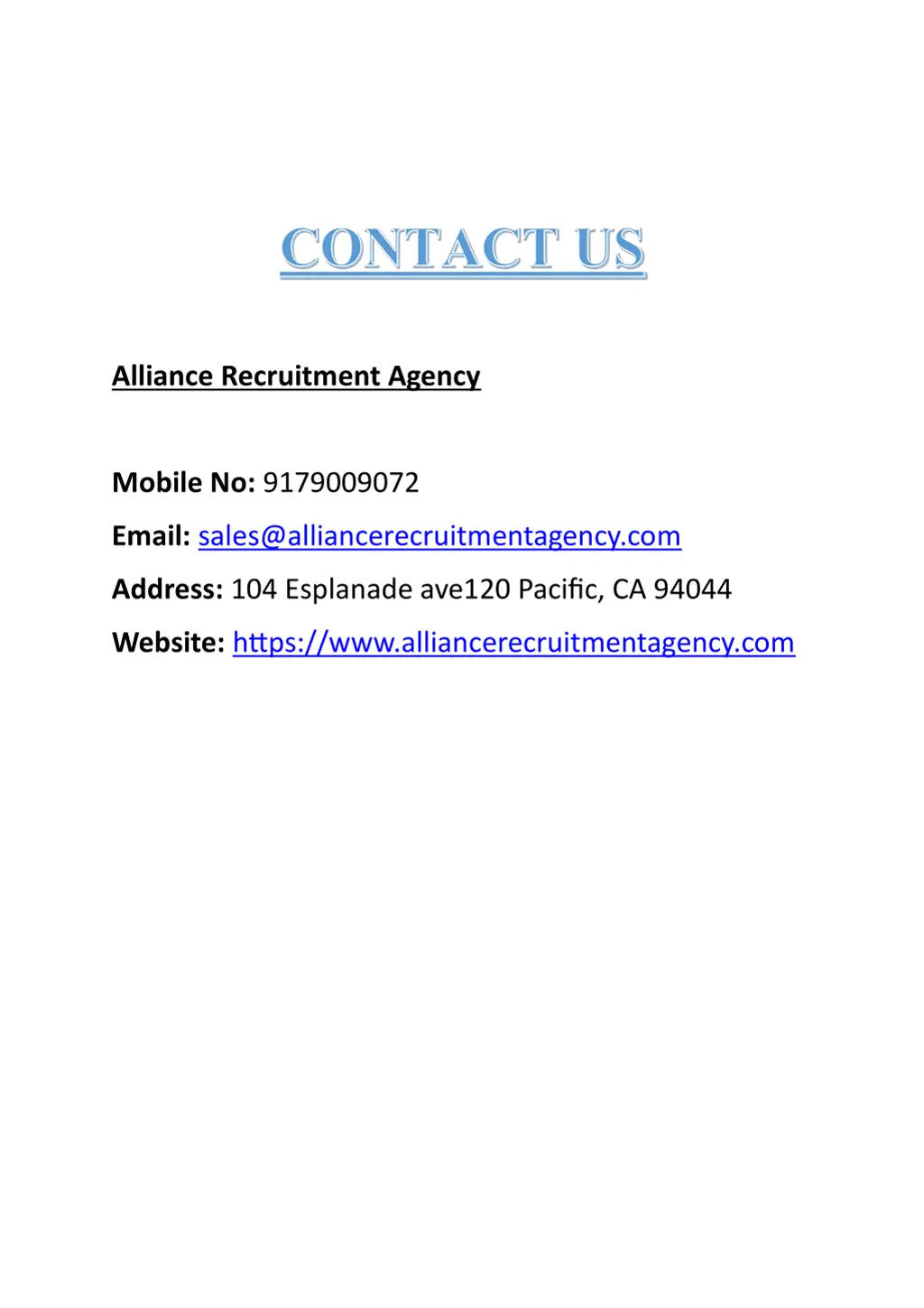 alliance recruitment agency