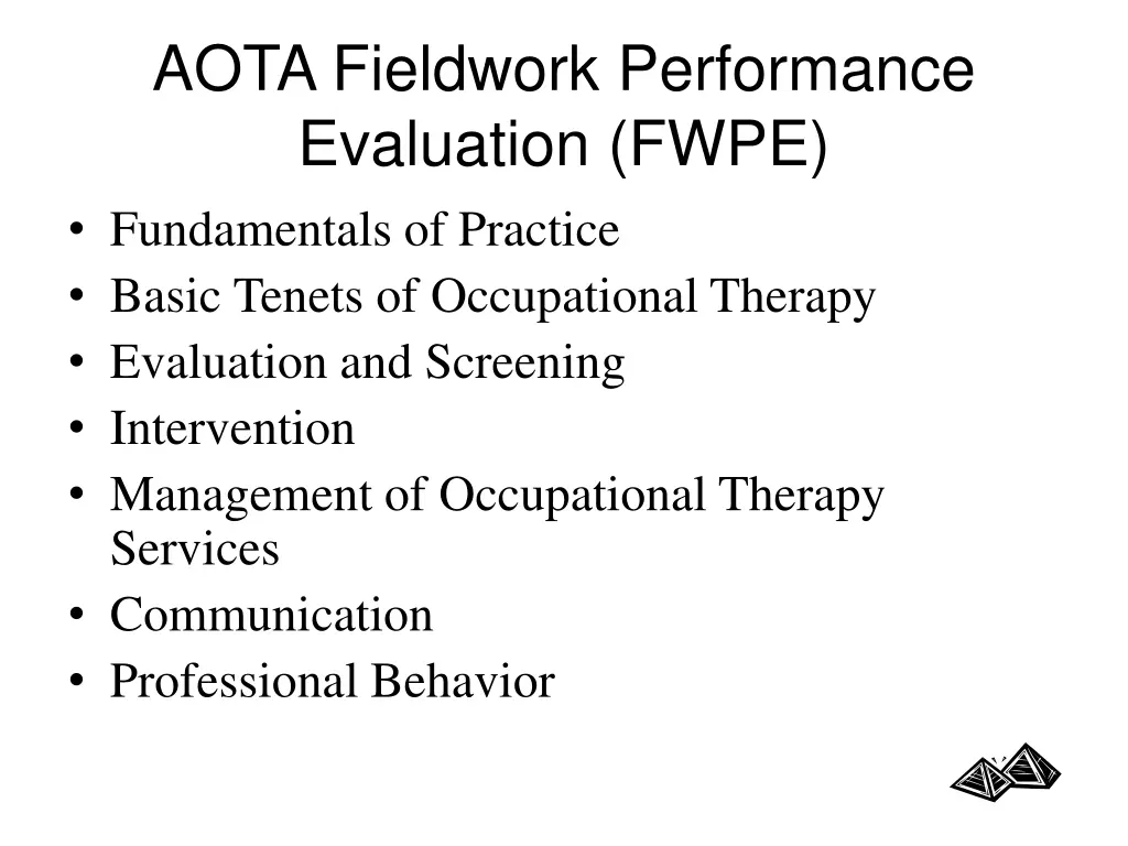 aota fieldwork performance evaluation fwpe