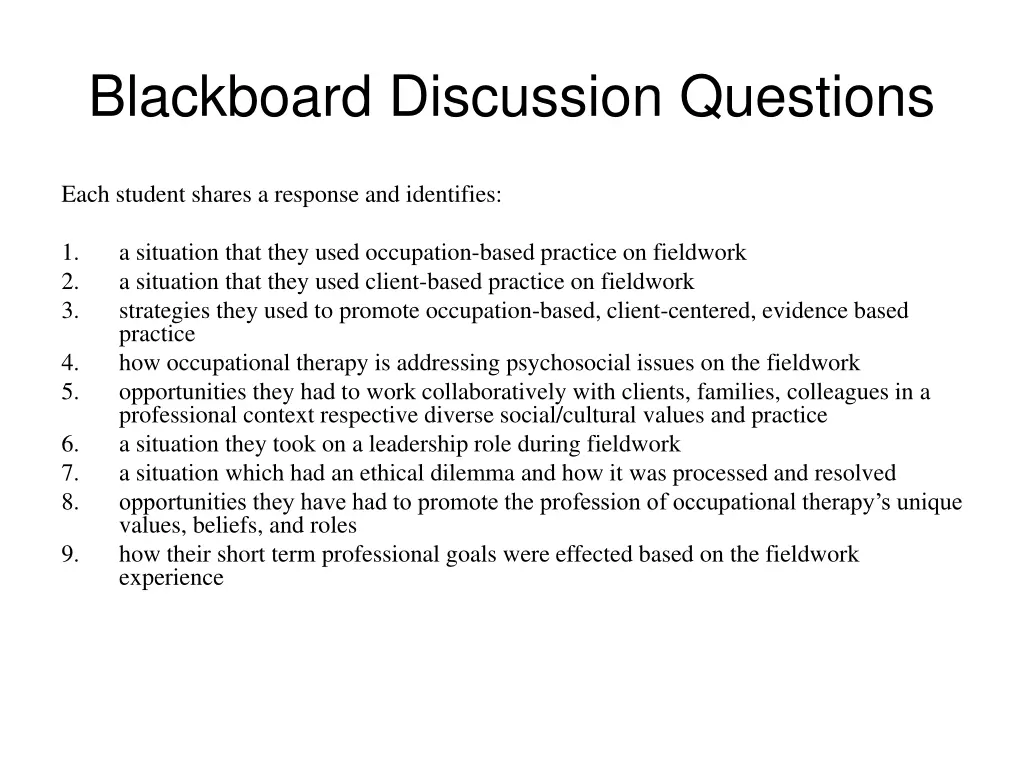 blackboard discussion questions