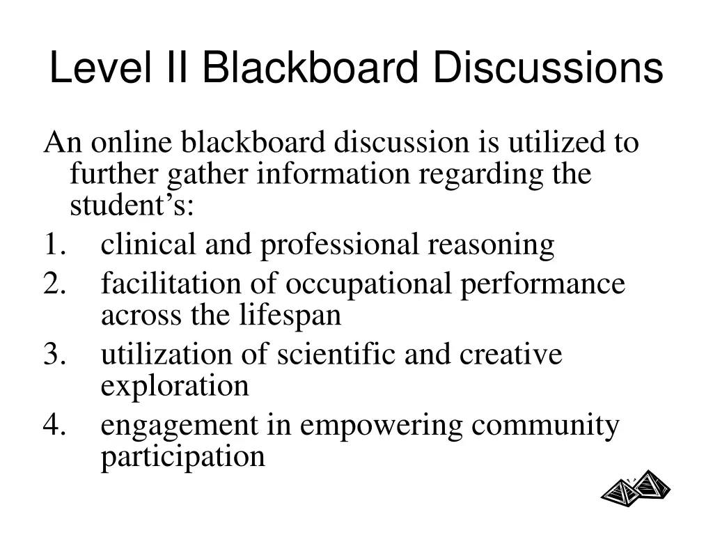 level ii blackboard discussions