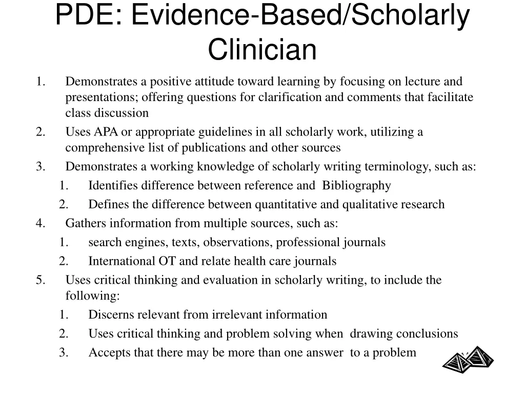 pde evidence based scholarly clinician