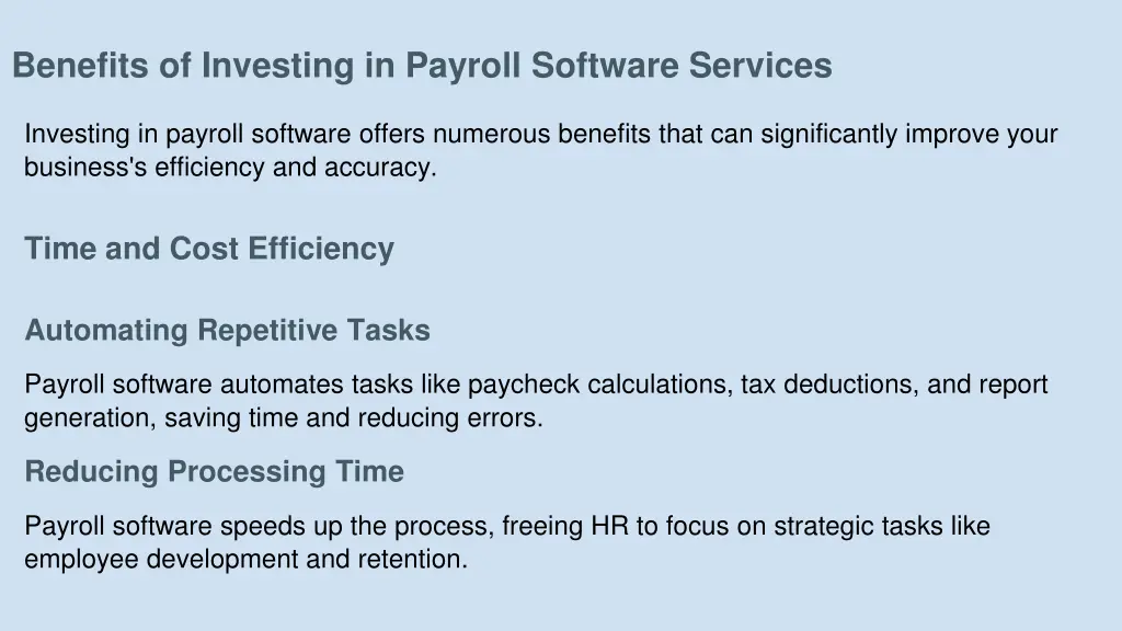 benefits of investing in payroll software services