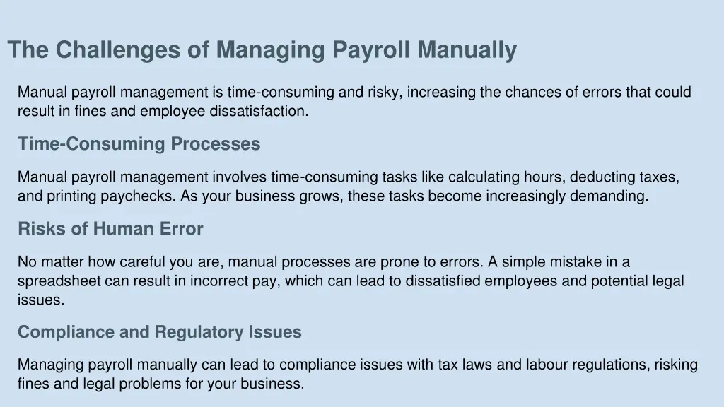 the challenges of managing payroll manually