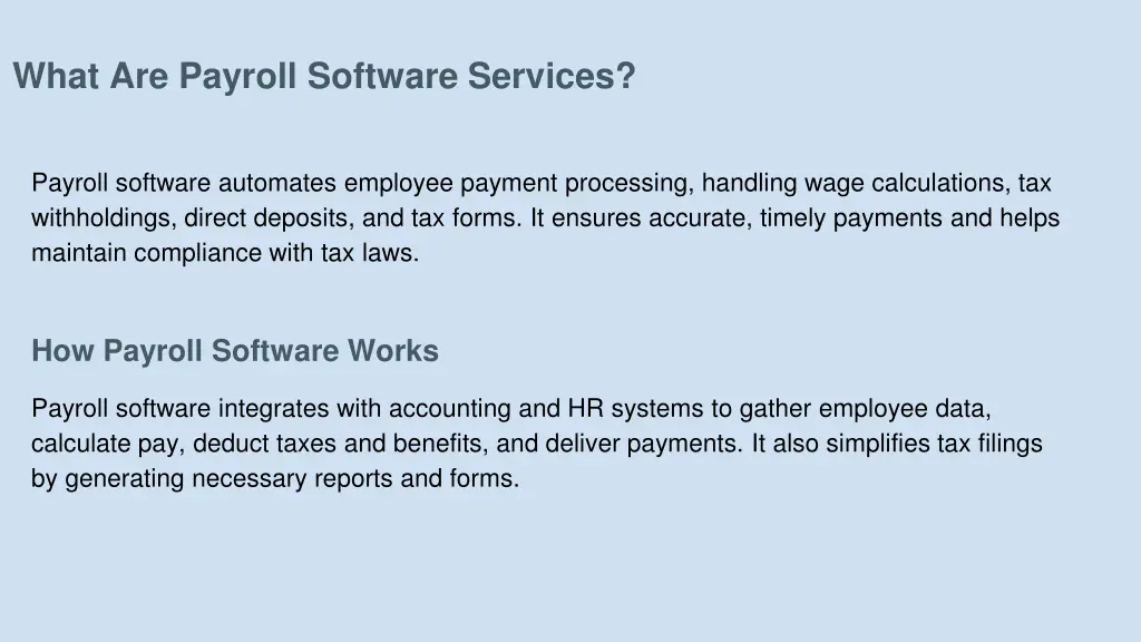 what are payroll software services