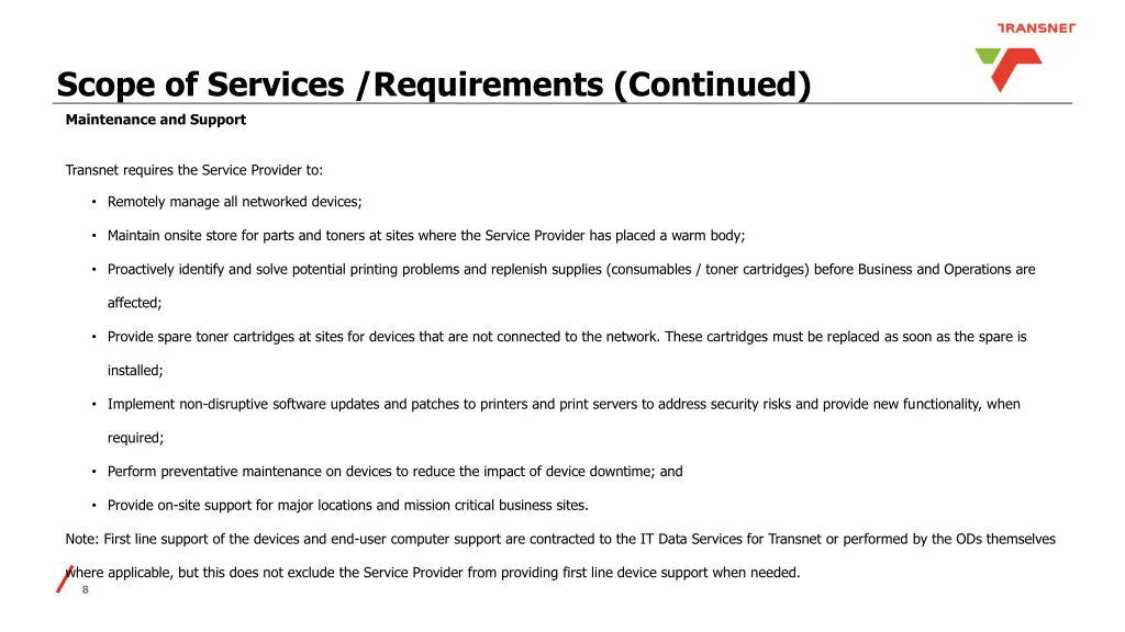 scope of services requirements continued 1