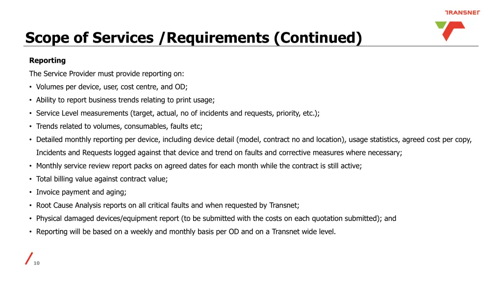 scope of services requirements continued 2