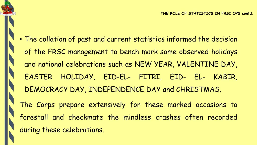 the role of statistics in frsc ops contd 2