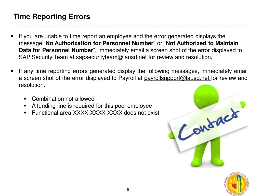 time reporting errors