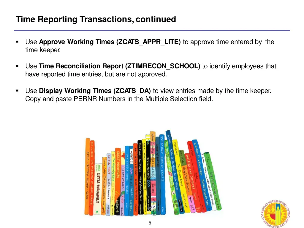 time reporting transactions continued