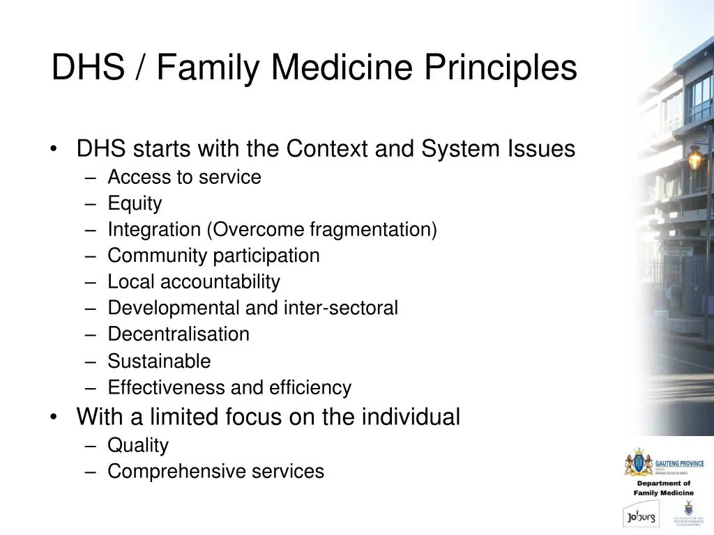 dhs family medicine principles 1