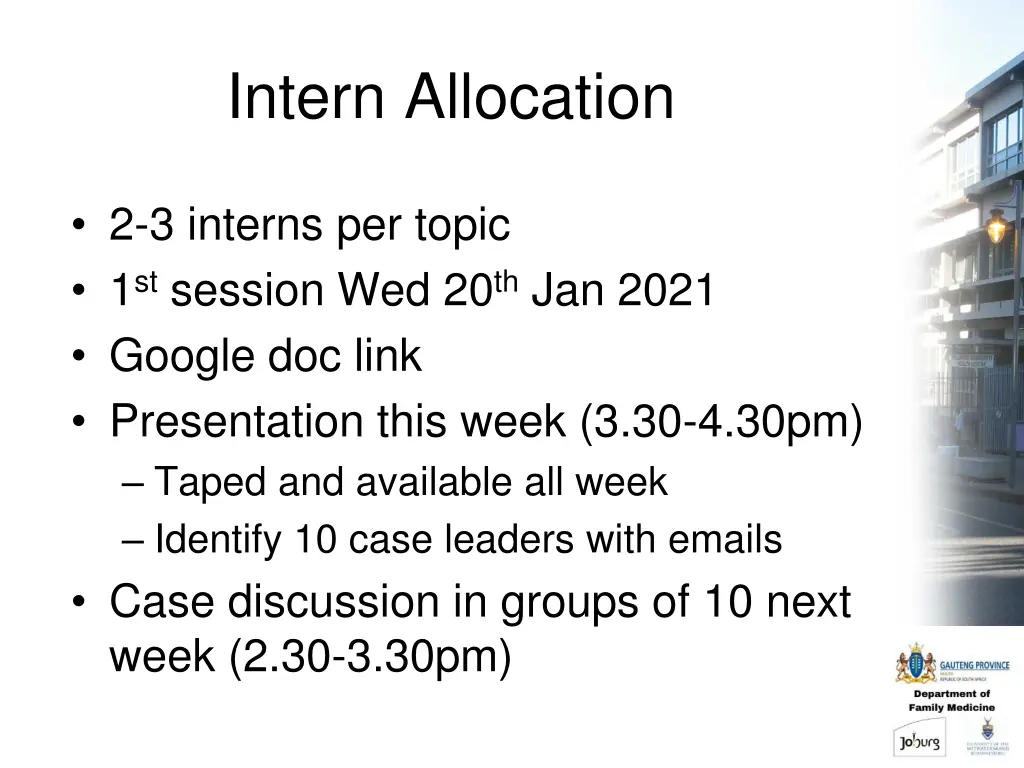 intern allocation