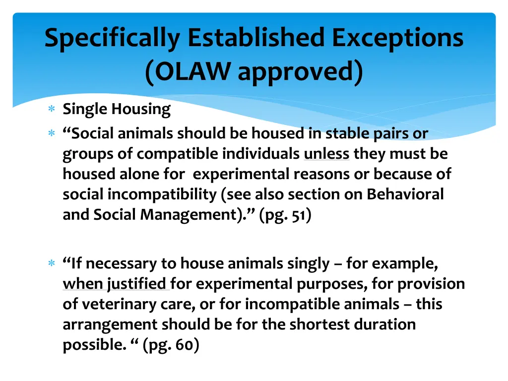 specifically established exceptions olaw approved 2