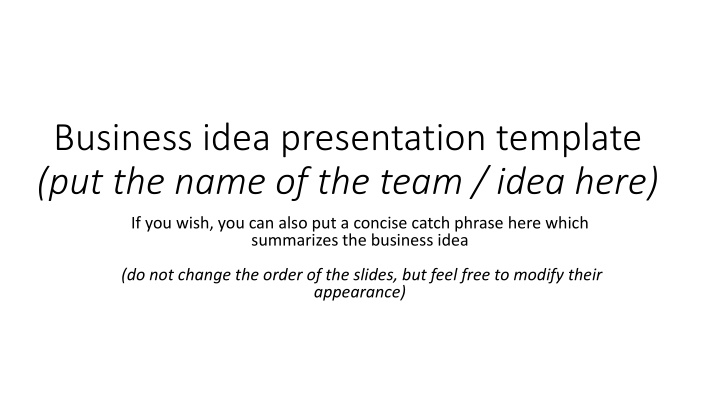 business idea presentation template put the name