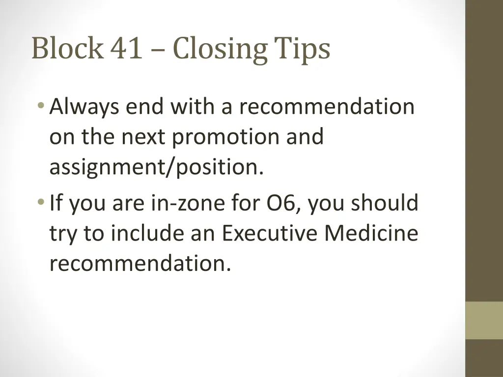 block 41 closing tips