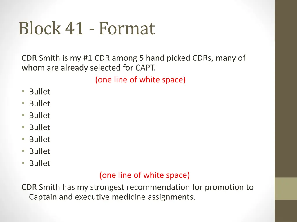 block 41 format