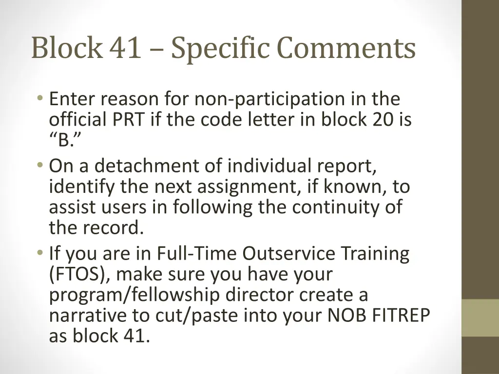 block 41 specific comments