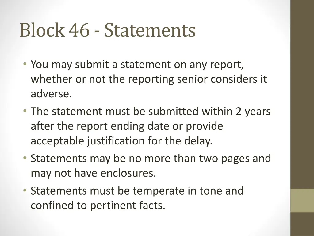 block 46 statements