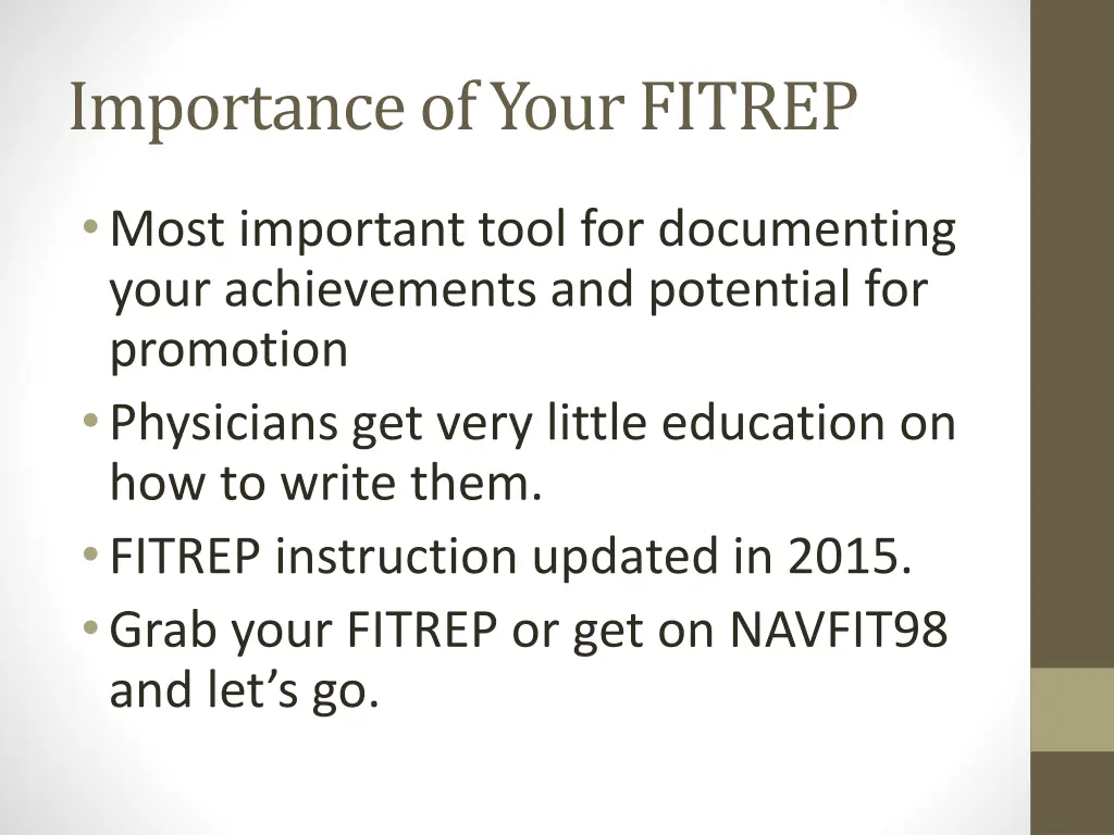 importance of your fitrep