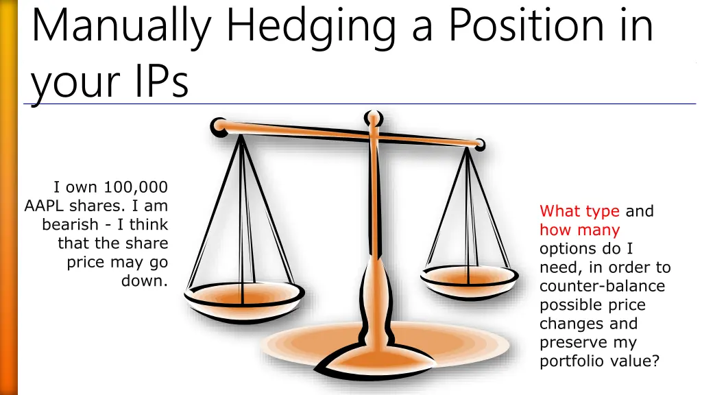 manually hedging a position in your ips